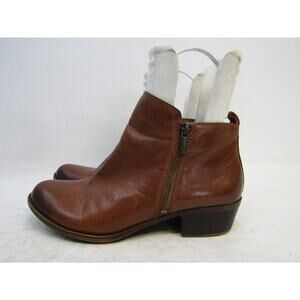 Lucky Brand Womens Size 10 M Brown Leather Zip Ankle Fashion Boots Bootie